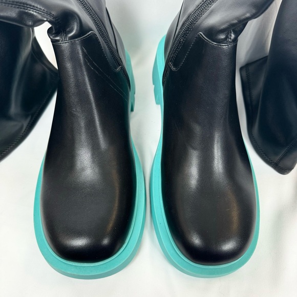 New Charles and Keith womens piper knee high boots black blue chunky us 10 eu 40 - Picture 5 of 7